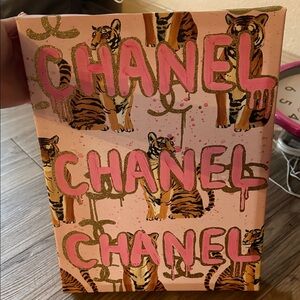 CHANEL Pink and Gold Tiger Canvas